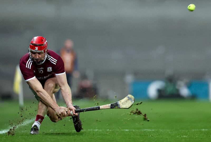 Canning scores a point from a sideline cut in the 2020 Galway v Limerick All-Ireland semi-final. Photograph: Tommy Dickson/Inpho
