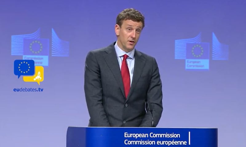 Olof Gill speaking at a Brussels press conference. Photograph: European Commission/EU Debates