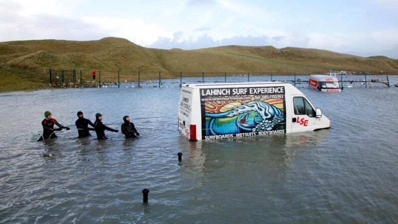 The prom in Lahinch that received major damage during storm that hit the West coast over the weekend. Photograph: Gavin Gallagher/SCP