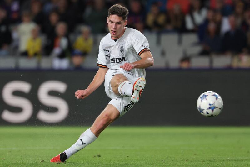 Shakhtar Donetsk's Heorhiy Sudakov scores his team's goal during their 2-1 Champions League defeat by Barcelona last month. Photograph: Lluis Gene/AFP via Getty Images