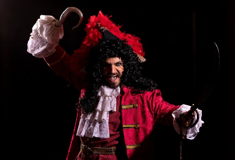 Christmas 2022: Johnny Ward as Captain Hook in Peter Pan at the University Concert Hall in Limerick. Photograph: Alan Place