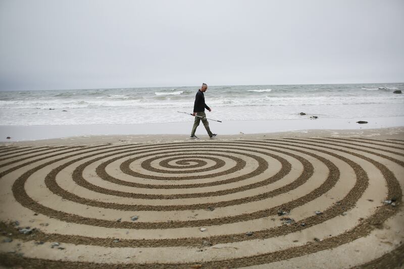'I’m not doing too bad with the sand art, but it’s a half and half thing. I can’t do it full time.' Photograph: Bryan O’Brien 