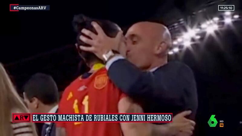 Spanish FA president Luis Rubiales has been heavily criticised after he was recorded kissing Jennifer Hermoso on the lips during the World Cup final presentation.