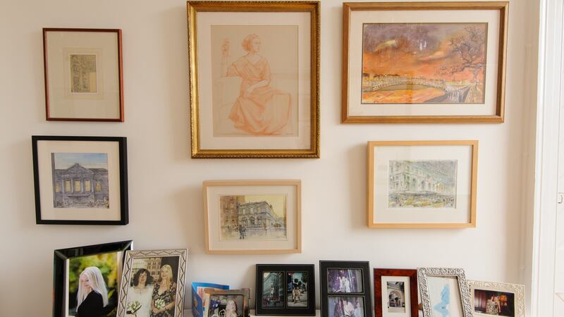 Carroll was able to salvage and re-frame their paintings, while cabinets retain treasured crockery, figurines and glassware. Photograph: Eoin Rafferty