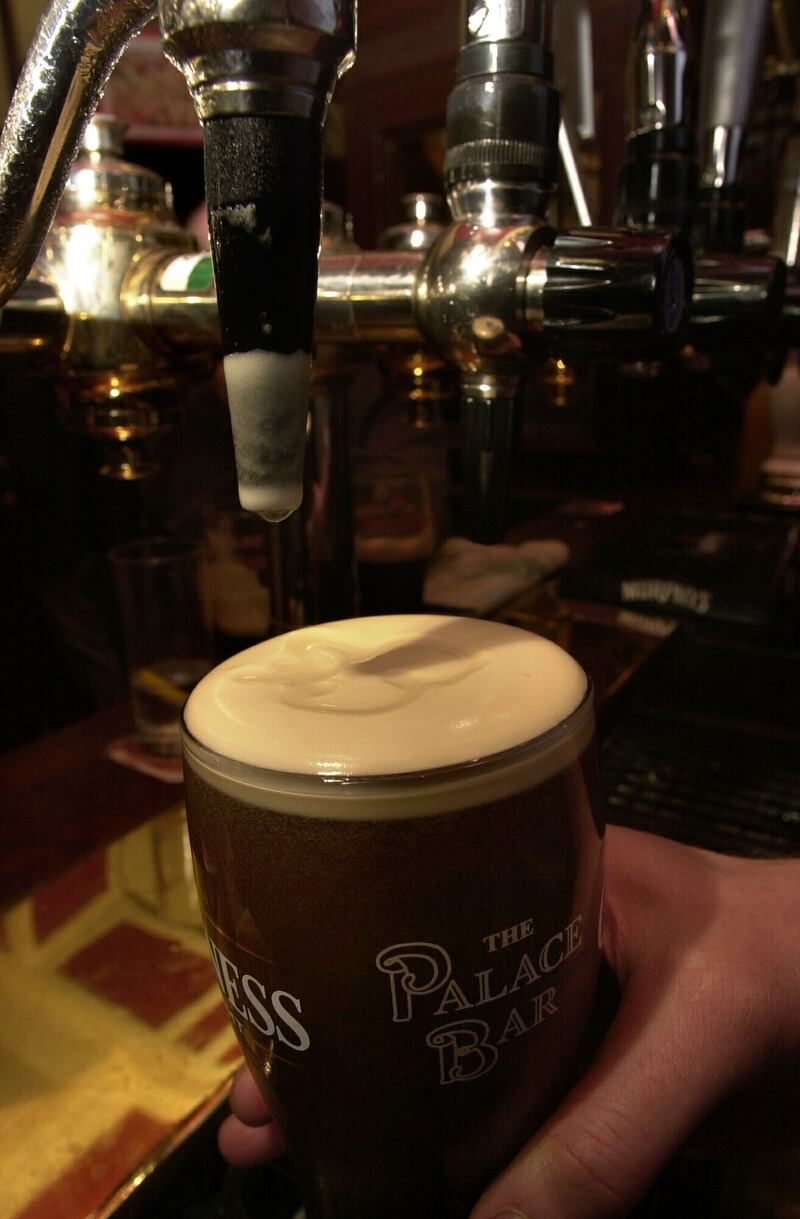 A shamrock on a pint of Guinness in the Palace Bar, Dublin. Photograph: Cyril Byrne