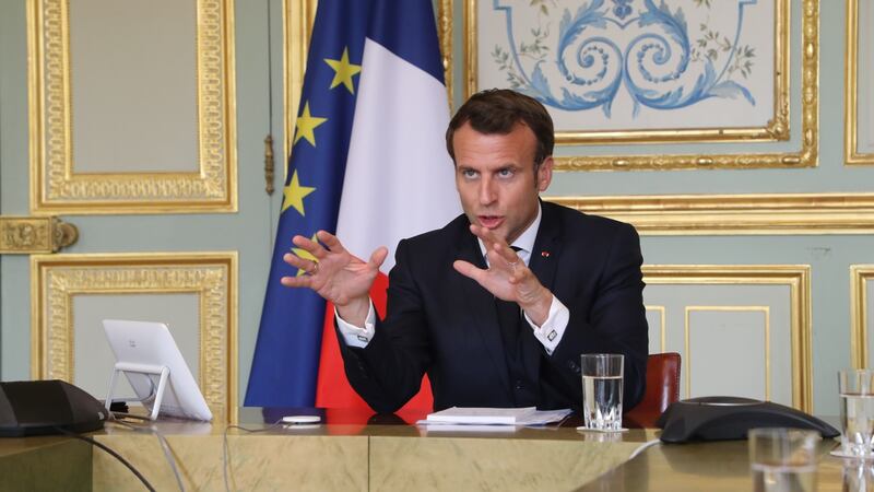 French president Emmanuel Macron: he stressed that France’s reopening on May 11th was conditional on further progress against the epidemic.  Photograph: EPA