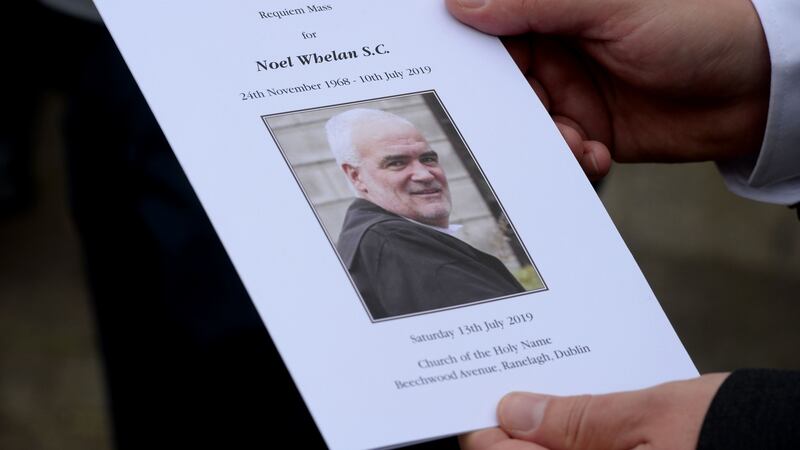 The funeral Mass booklet for  political writer and barrister Noel Whelan whose funeral Mass was held in Ranelagh on Saturday. Photograph:  Photograph: Alan Betson/The Irish Times