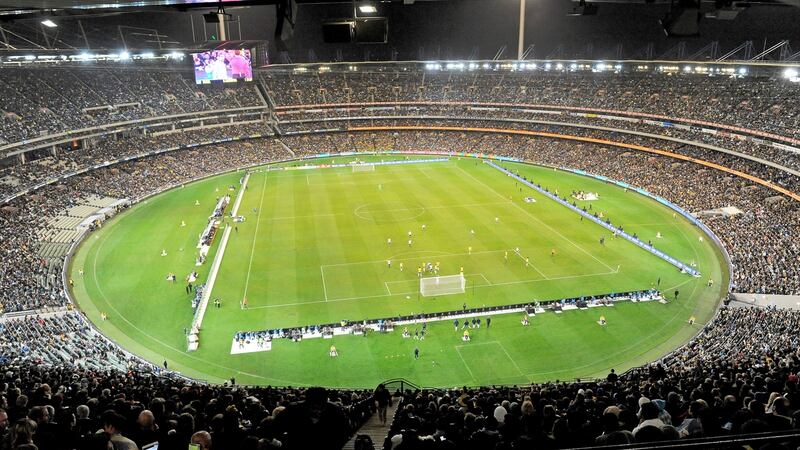 A crowd of 95,569  turned up at the Melbourne Cricket Ground for the friendly international between Argentina and Brazil. Photograph:  Joe Castro/EPA
