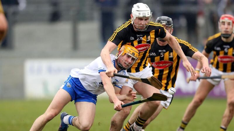 Waterford’s Tommy Ryan in action against and Liam Blanchfield of Kilkenny during the Allianz Hurling League Division 1A game at Walsh Park. Photograph: Bryan Keane/Inpho