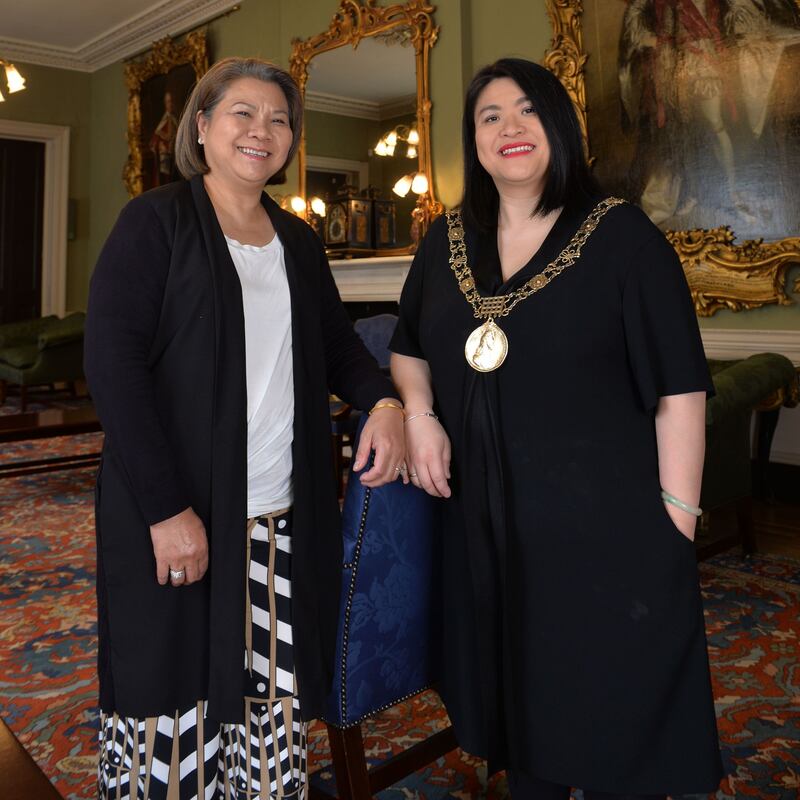 Hazel Chu with her mother, Stella, at Mansion House. Photograph: Alan Betson
