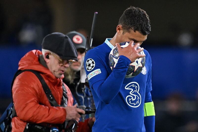 Thiago Silva, perhaps contemplating the seating arrangements in Chelsea's dressingroom. Photograph: Glyn Kirk/AFP via Getty Images