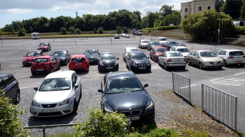 The athletics track at Belfield,  part of which is now being used as  a car park. Photograph: Cyril Byrne