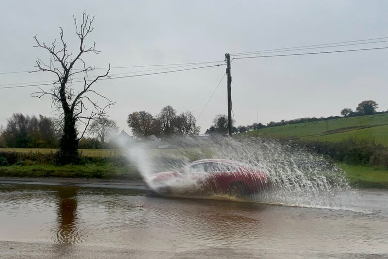 A flooded road in Cookstown, Co Tyrone. Photograph: Claudia Savage/PA Wire 