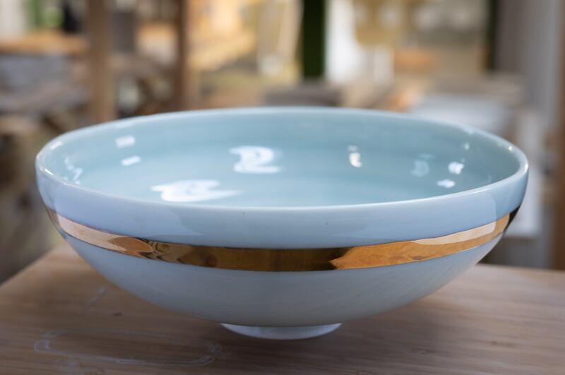 A dish made by Babs Belshaw in her pottery studio in Blackheath Pottery, Coleraine, Co Derry. Photograph: Joe Dunne