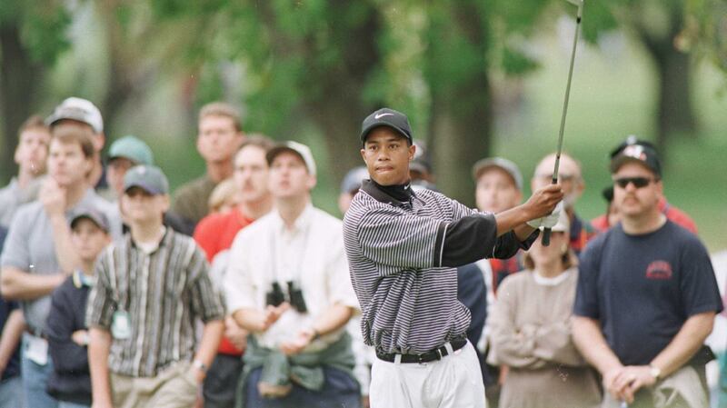 A youthful Woods in Nike gear in October 1996 at the  PGA Tour Championship at Southern Hills Country Club in Tulsa, Oklahoma. Photograph: JD Cuban/Allsport