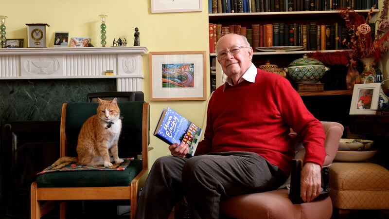 Gordon Snell and Fred the cat at home in Dalkey. Photograph: Cyril Byrne