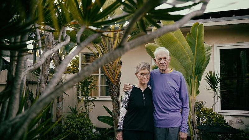 John and Judy Collins, originators of the first Ironman Triathlon, at their home in Coronado, California. Photograph: Sandy Huffaker/New York Times