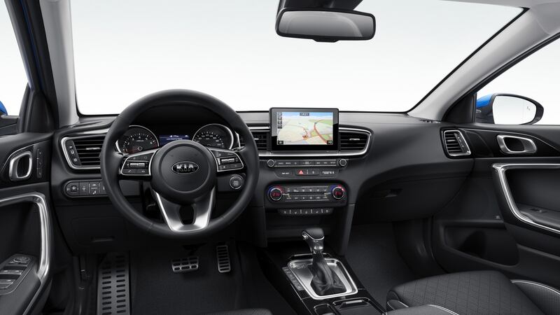 The interior boasts standard tech fare, with either a 7-inch touchscreen or 8-inch with sat-nav