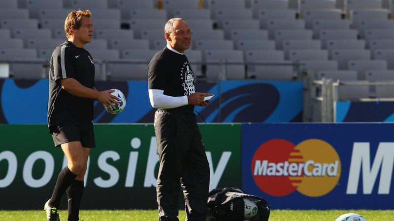 England kicking coach  Dave Alred works with  Jonny Wilkinson during the 2011 World Cup in New Zealand. Photograph:    David Rogers/Getty Images