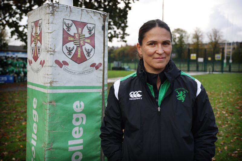 20/10/25  Weekend … Tania Rosser rugby coach at Gonzaga College in Ranelagh Dublin.  Photo: Bryan O’Brien / The Irish Times
