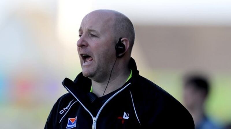 Louth manager Colin Kelly must cope without the county’s footballer of the year, Derek Maguire. Photograph: Ryan Byrne/Inpho