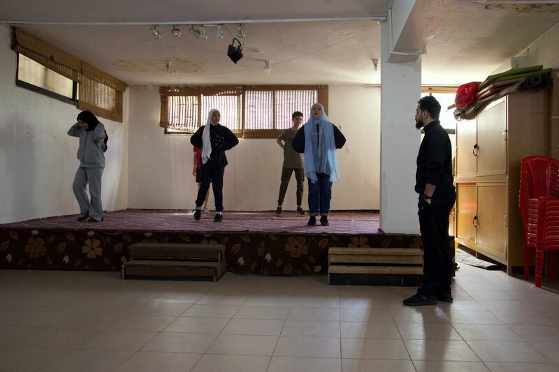 Dabkeh rehearsal at Beit Atfal Assomoud community centre in Shatila refugee camp in Beirut. Photograph: Hannah McCarthy