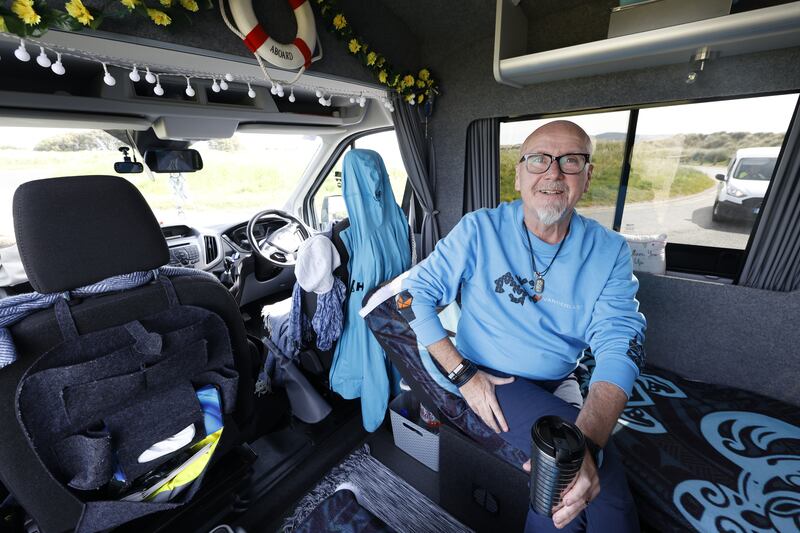 John Whelan's campervan interior. Photograph: Nick Bradshaw