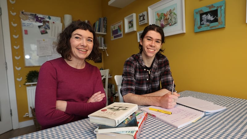Theo (right) has never been to school and has been homeschooled by his mother Catherine (left). Photograph: Nick Bradshaw