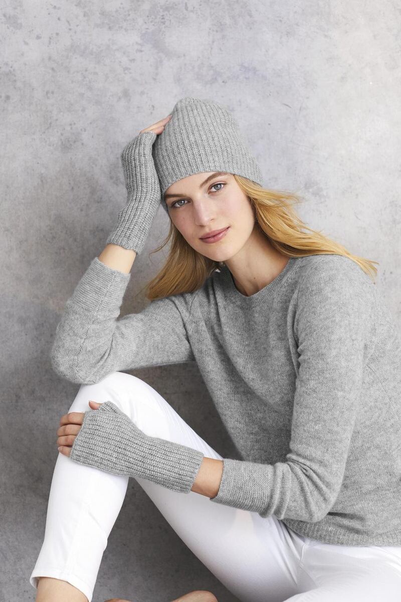 Wrist warmers €51, jumper €128 and skinny jeans €116