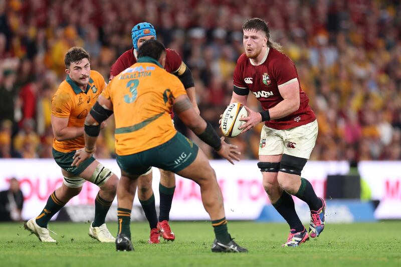 Joe McCarthy during the Lions first Test against the Wallabies. Photograph: David Rogers/Getty Images