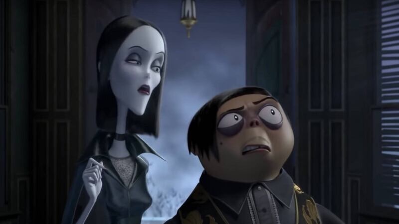 New this week: Morticia and Gomez Addams (Charlize Theron and Oscar Isaac) in The Addams Family