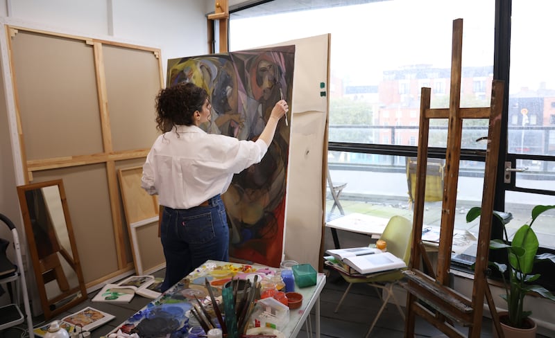Manar Al Shouha at her studio. Photograph: Bryan O'Brien