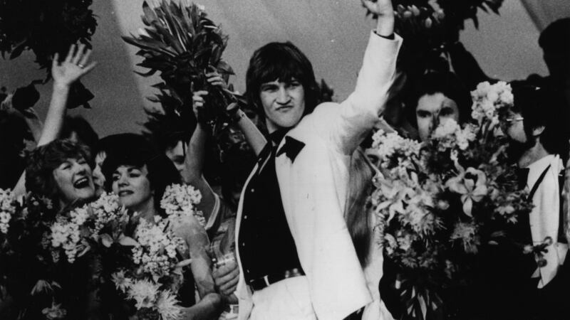 What's Another Year? Johnny Logan celebrates his Eurovision win in the Hague. Photograph: Keystone/Getty