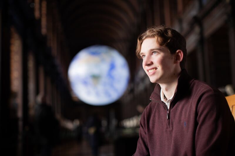 O’Doherty in the fabled Long Room of Trinity College, Dublin