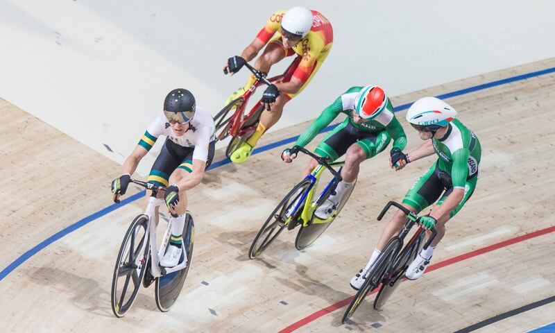Felix English and Mark Downey during day 2 of Track Cycling World Cup in Pruszkow. Photograph: Getty