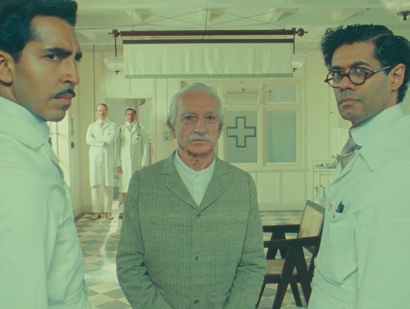 Dev Patel (left) as Dr Chatterjee, Ben Kingsley as Imdad Khan and Richard Ayoade as Dr Marshall in Roald Dahl's The Wonderful Story of Henry Sugar. Photograph: Netflix