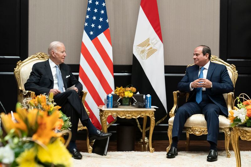 President Joe Biden meeting Egyptian President Abdel Fattah al-Sisi. Photograph: Alex Brandon/AP