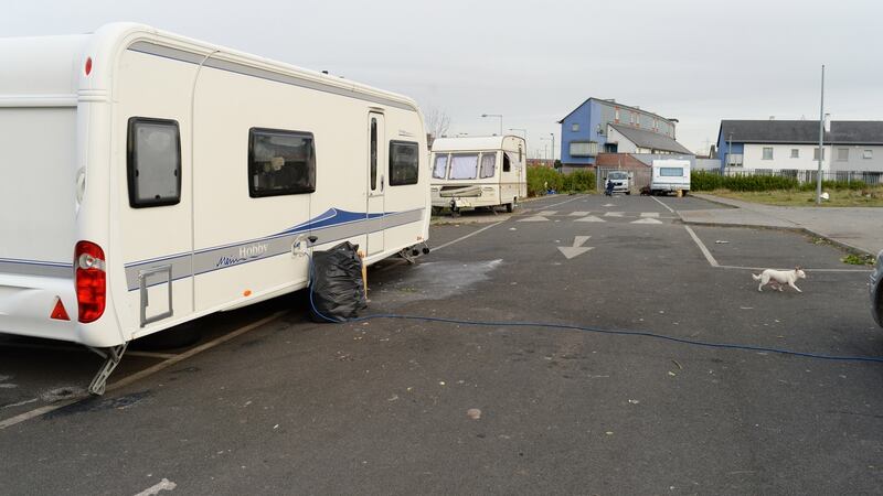The unofficial site at Balgaddy, Clondalkin, Dublin has no electricity, toilets or running water. Photograph: Dara Mac Donaill / The Irish Times