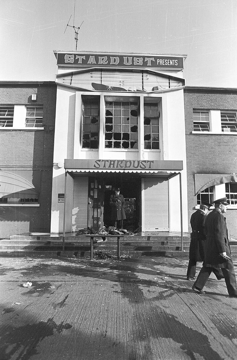 Photo taken February 14th 1981 in the aftermath of the fire at Dublin club Stardust, in Artane.  Photograph: Tom Lawlor