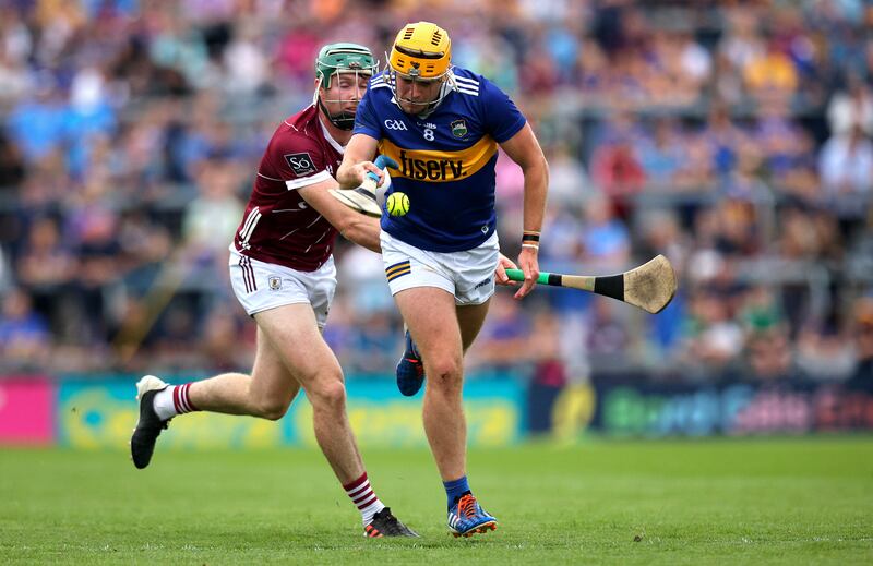 Galway’s Cathal Mannion in action against Tipperary's Conor Stakelum. Photograph: Ryan Byrne/Inpho