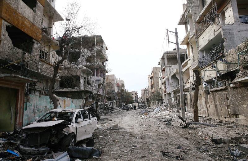 The besieged town of Douma, eastern Ghouta, Damascus. Photograph: Bassam Khabieh/Reuters