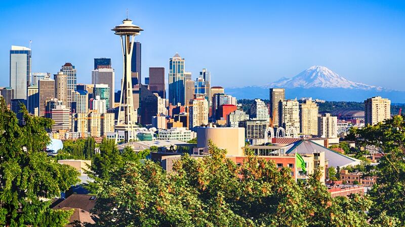 Seattle and Mount Rainier