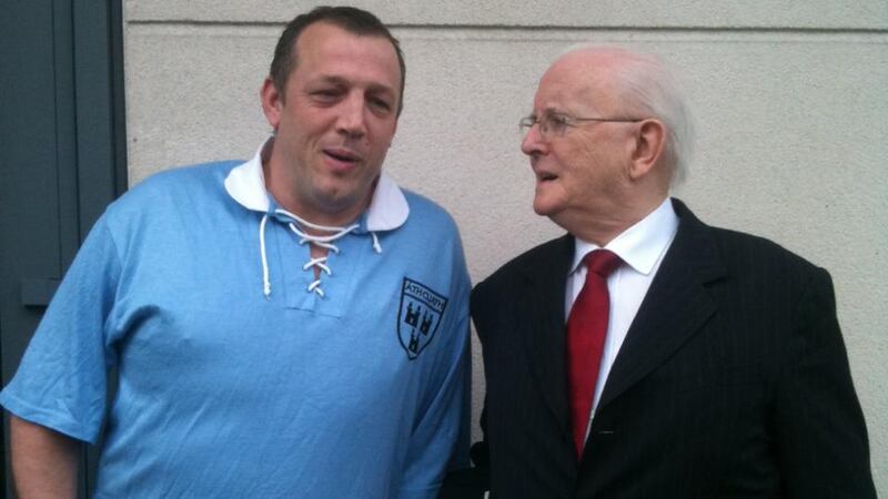 Billy Brannigan with Jimmy Magee, before he began his training.