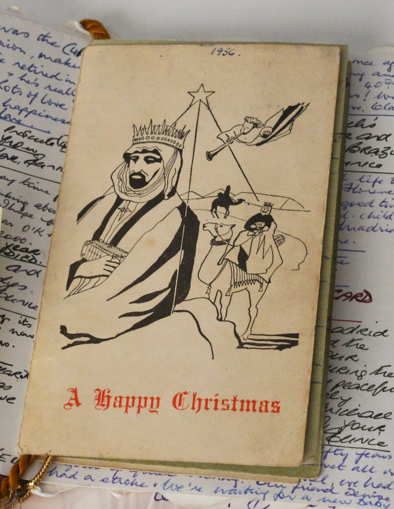 The  Christmas card sent between Clare Brazil and Eunice Baily since 1956. Photograph: Bryan O Brien/The Irish Times