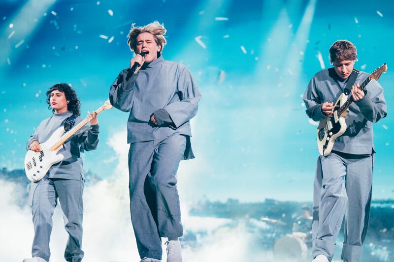 Katarsis performing Tavo Akys for Lithuania in St Jakobshalle, Basle. Photograph: Sarah Louise Bennett/EBU