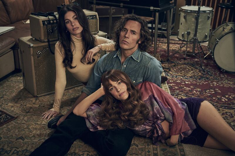 Camilla Morrone, Sam Clafin and Riley Keough in Daisy Jones and The Six. Photograph: Pamela Littky/Prime Video