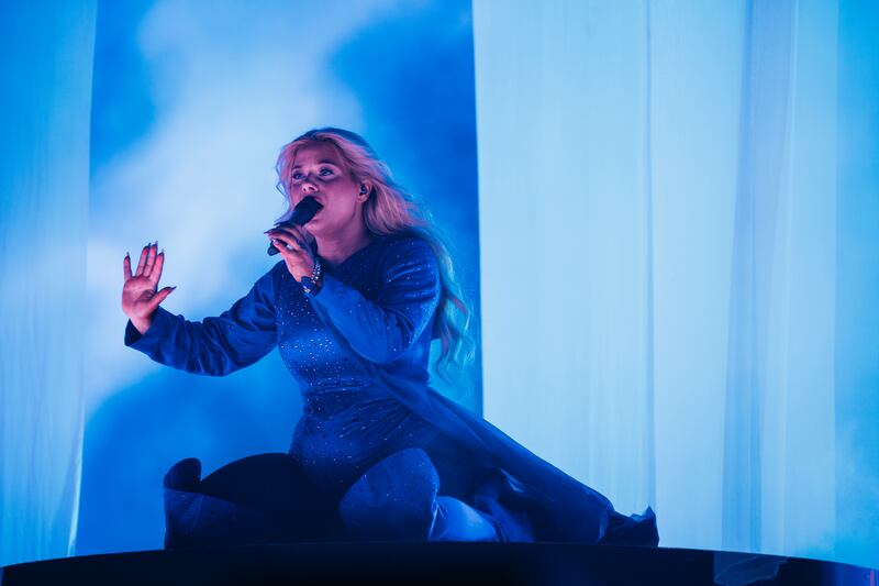 Sissal performing Hallucination for Denmark in St Jakobshalle, Basle. Photograph: Sarah Louise Bennett/EBU