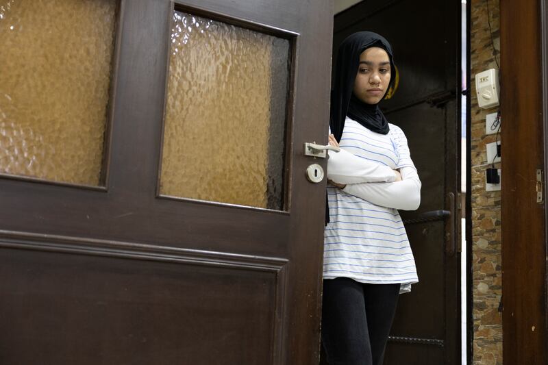 Fifteen-year-old Shiraz Sharshara, granddaughter of Khadija Ahmed Azimeh, was two and a half when she came to Lebanon and doesn’t remember Syria at all. Photograph: Chris Maddaloni