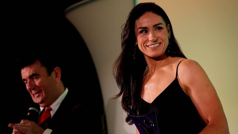 Eve McCrystal picking up her award at the 2018 Irish Times Sportswoman of the Year Awards. Photograph: INPHO/Ryan Byrne