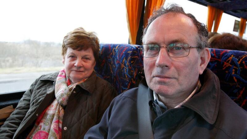 William Farren and his wife Margaret. They had to make a 50km drive from their home in Greencastle to meet the bus in Letterkenny. Photograph: Declan Doherty
